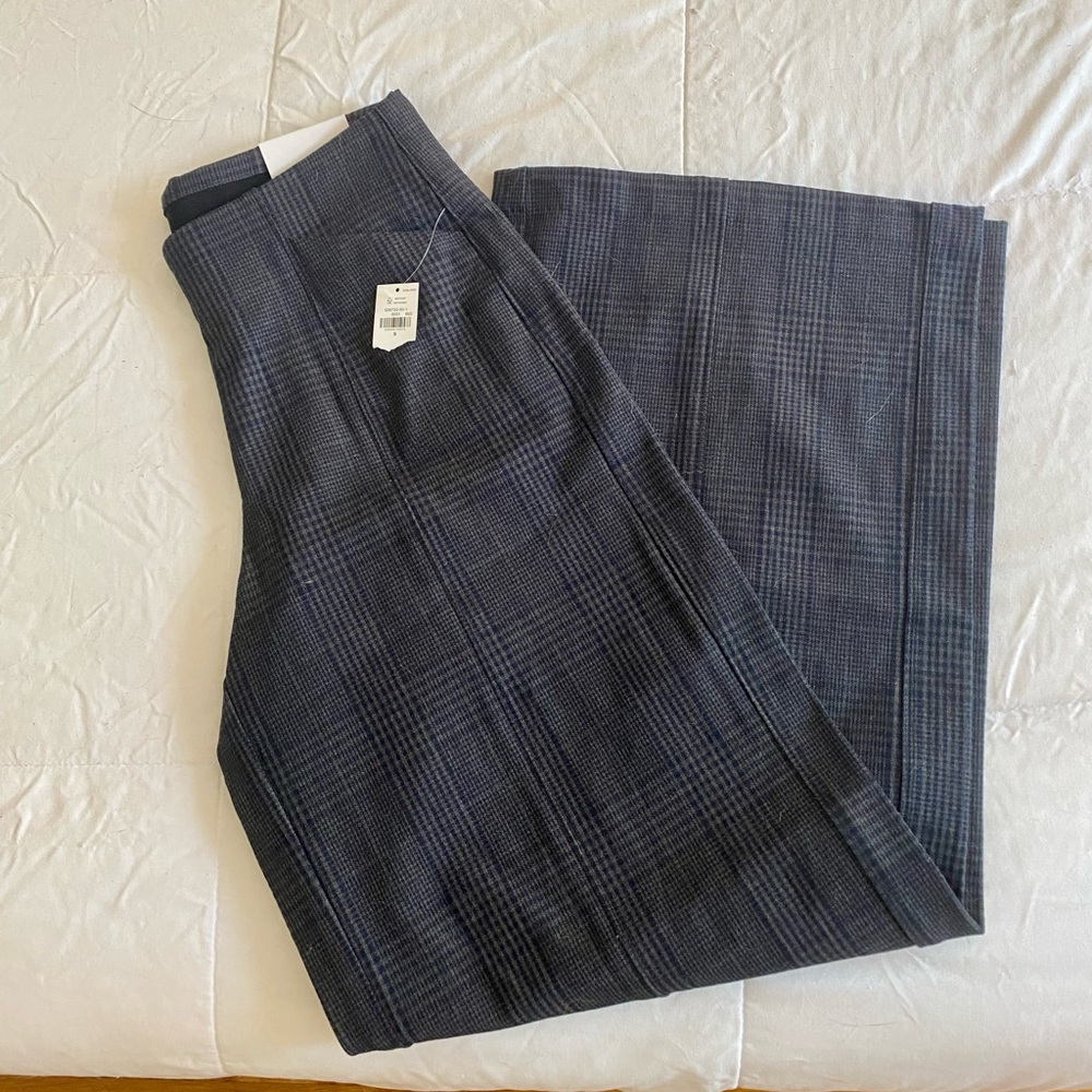 wide leg plaid trousers